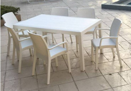 Набор - стол BICA B:Rattan HOUSTON + 6 кресел B:Rattan, белый