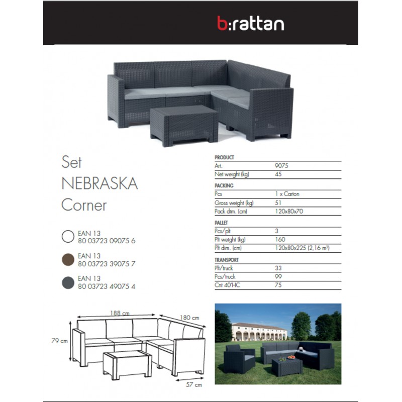 Комплект мебели BICA B:Rattan NEBRASKA Corner