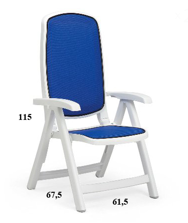 Кресло-шезлонг Nardi DELTA белое, вставка Blu